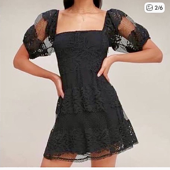 Free People Dresses & Skirts - Free People Be Your Baby Black Lace Dress